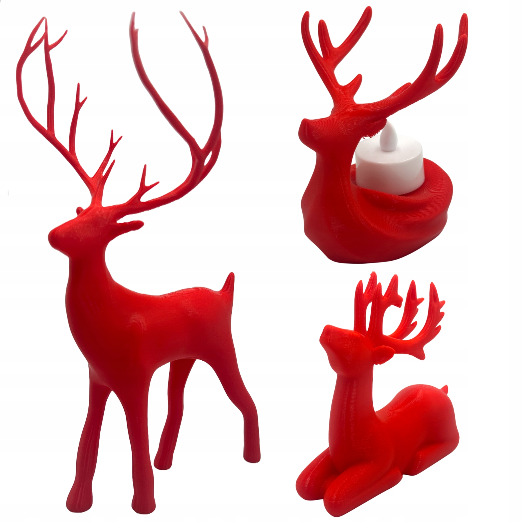 Sada Vánočních Sobů Dekorace Sob Figurky Svícen Červený