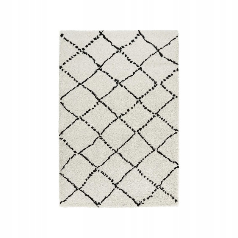 Koberec krémově černý Shaggy boho 80x150 cm