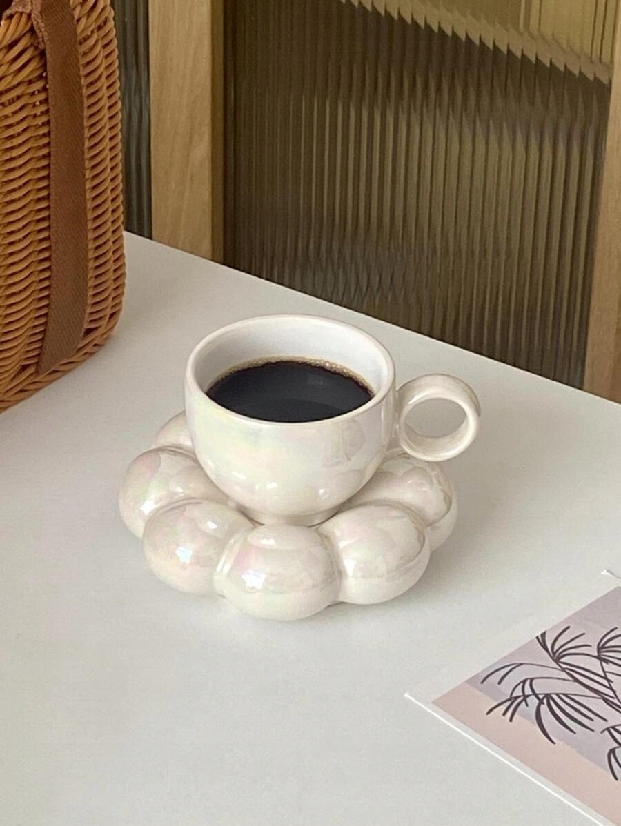 FILIŻANKA ZE SPODKIEM PODSTAWKĄ DO KAWY HERBATY PORCELANOWA SZKLANKA KUBEK Kolor biały