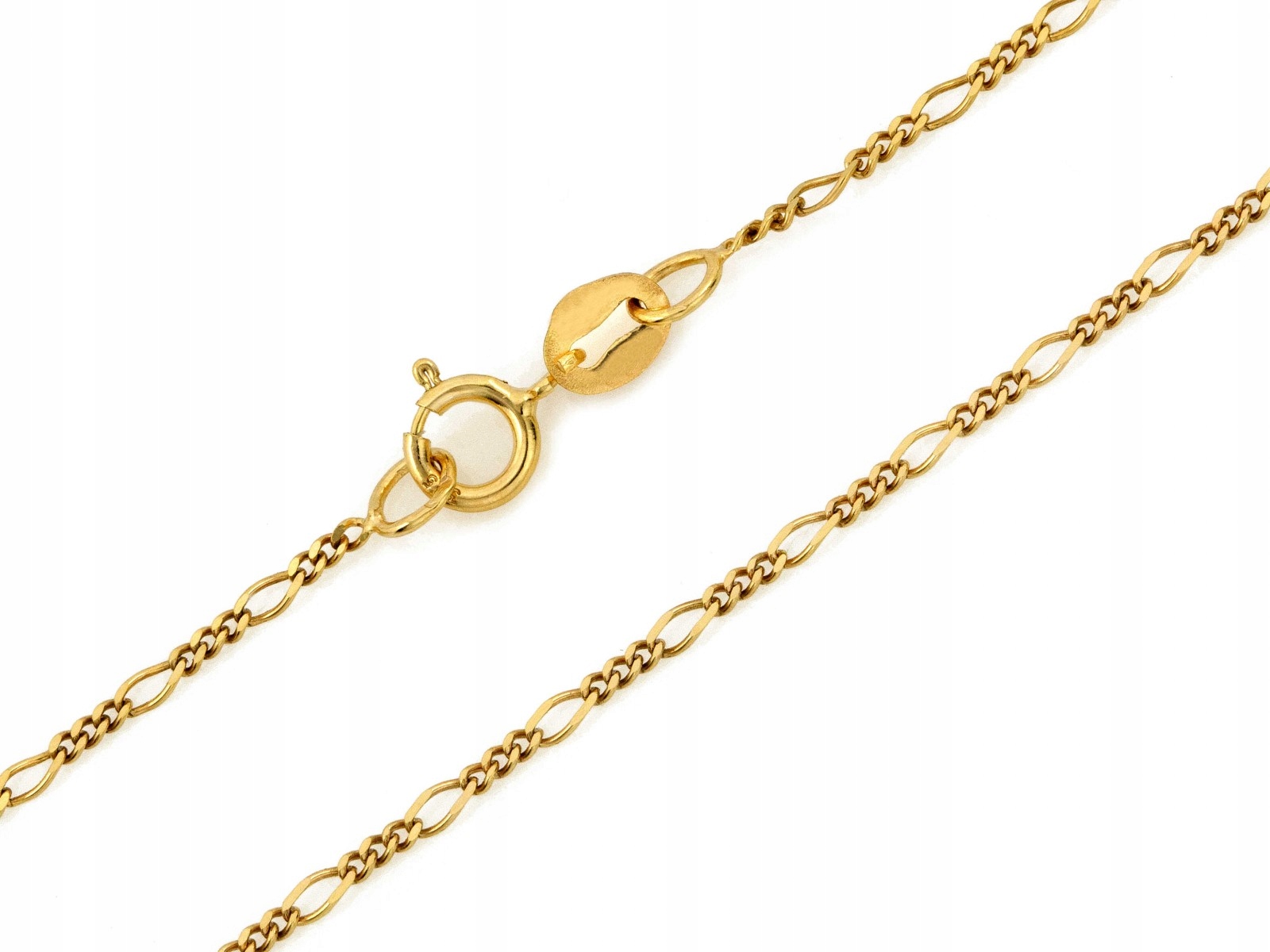 Zlatý řetízek pro ženu 585, vazba figaro, 1.89 g, módní lesklý vzor