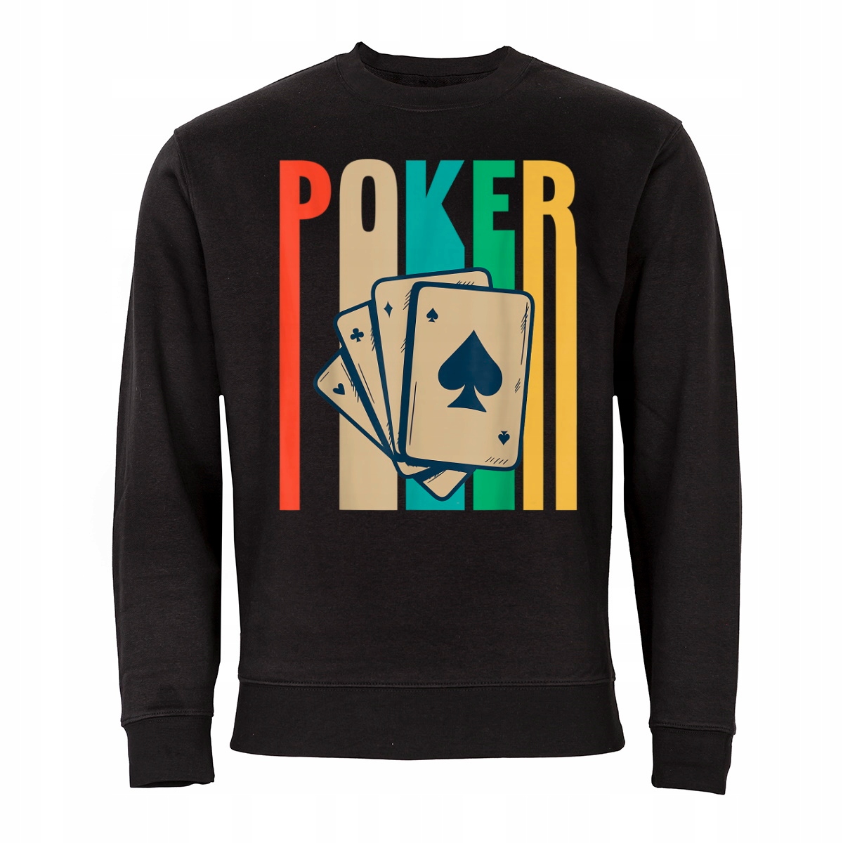 Pánská Černá Mikina Poker Texas Holdem Retro Barvy