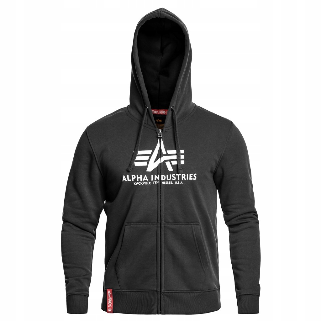 Mikina s kapucí rozepínací Alpha Industries Basic Zip Hoody černá S
