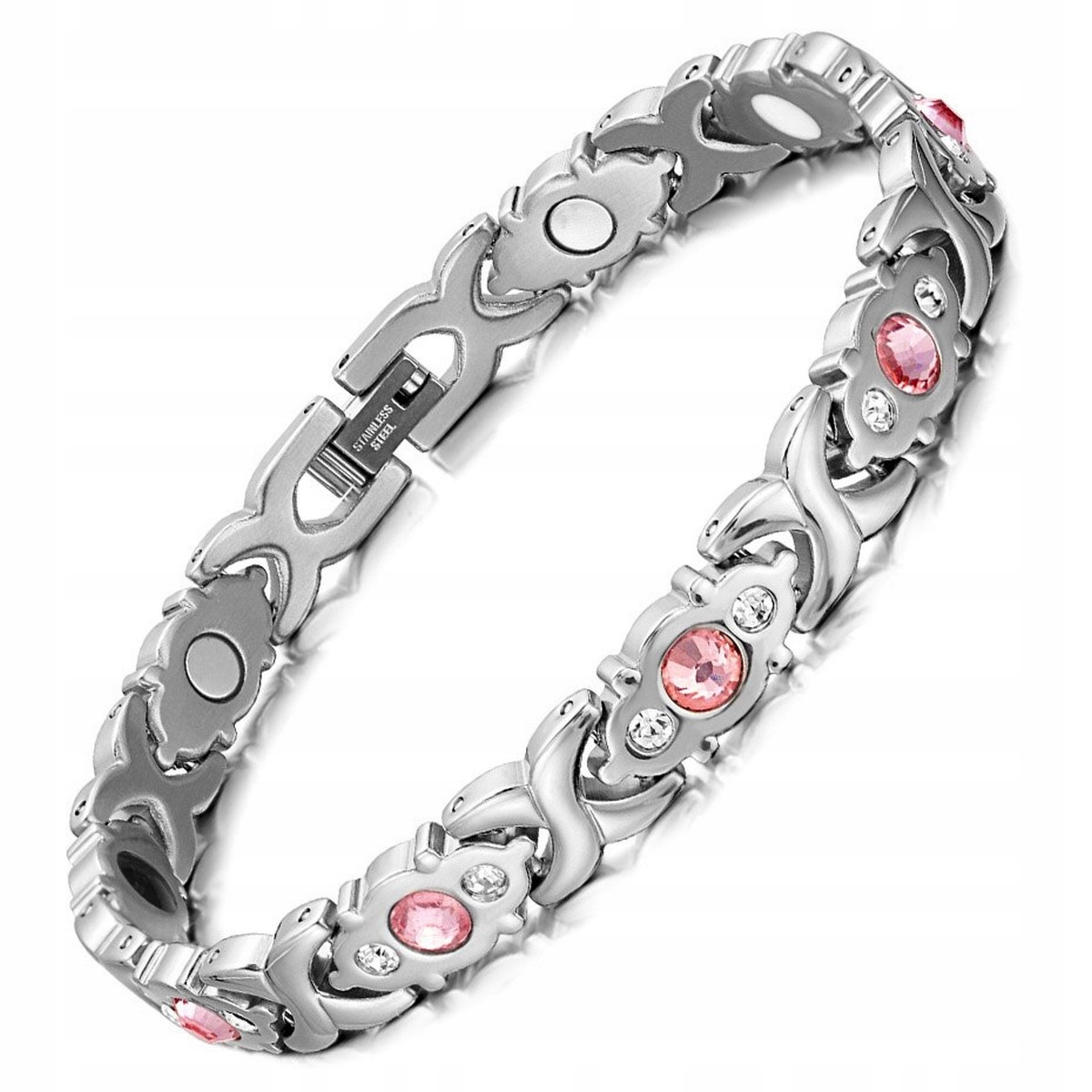 BRANSOLETKA MAGNETYCZNA ZDROWOTNA SREBRNA DAMSKA Marka Lovly