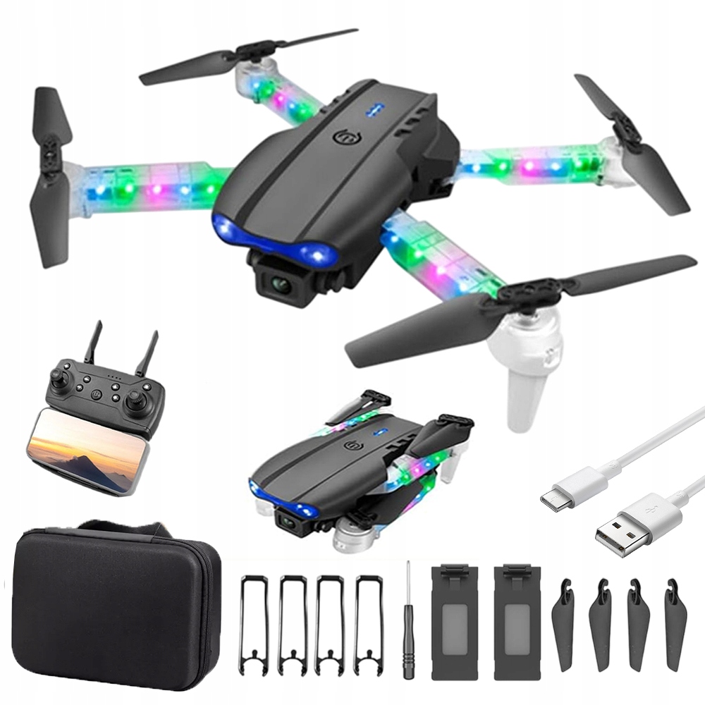 Profesionální Rc Dron S Barevnými Světelnými Efekty, Širokoúhlou Kamerou 2 Baterie