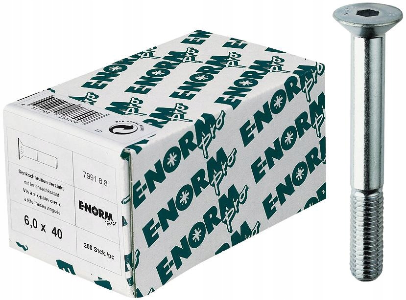 Šrouby, šestihranná zásuvka Din 7991 8.8 M8x35 mm 200 kusů E-NORMpro