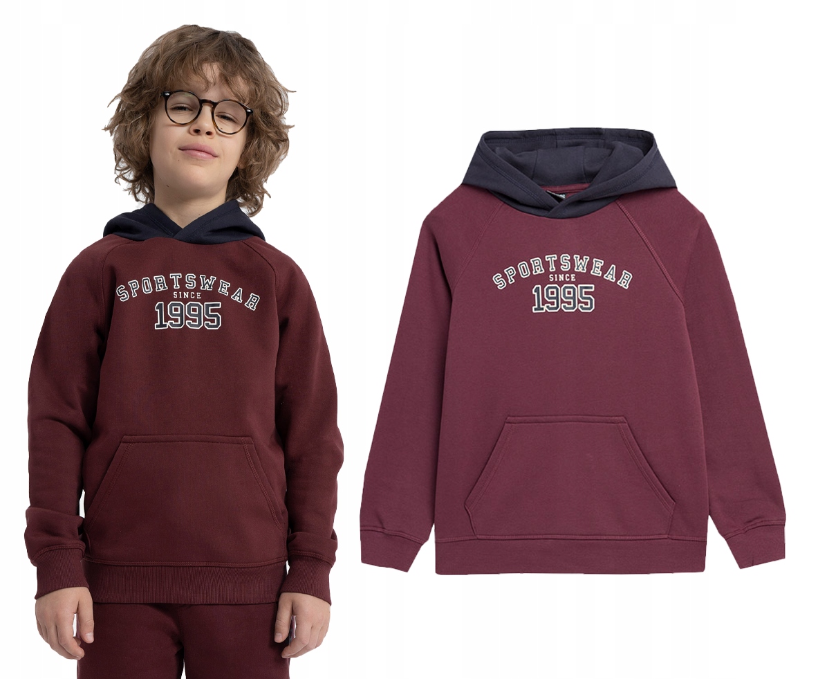 Bluza z kapturem 4F M651 60S sportowa bordo 158.