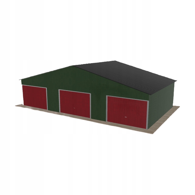 Plechová garáž 11.5 x 6.5 m, třípolohová, dvouspádová, zelená
