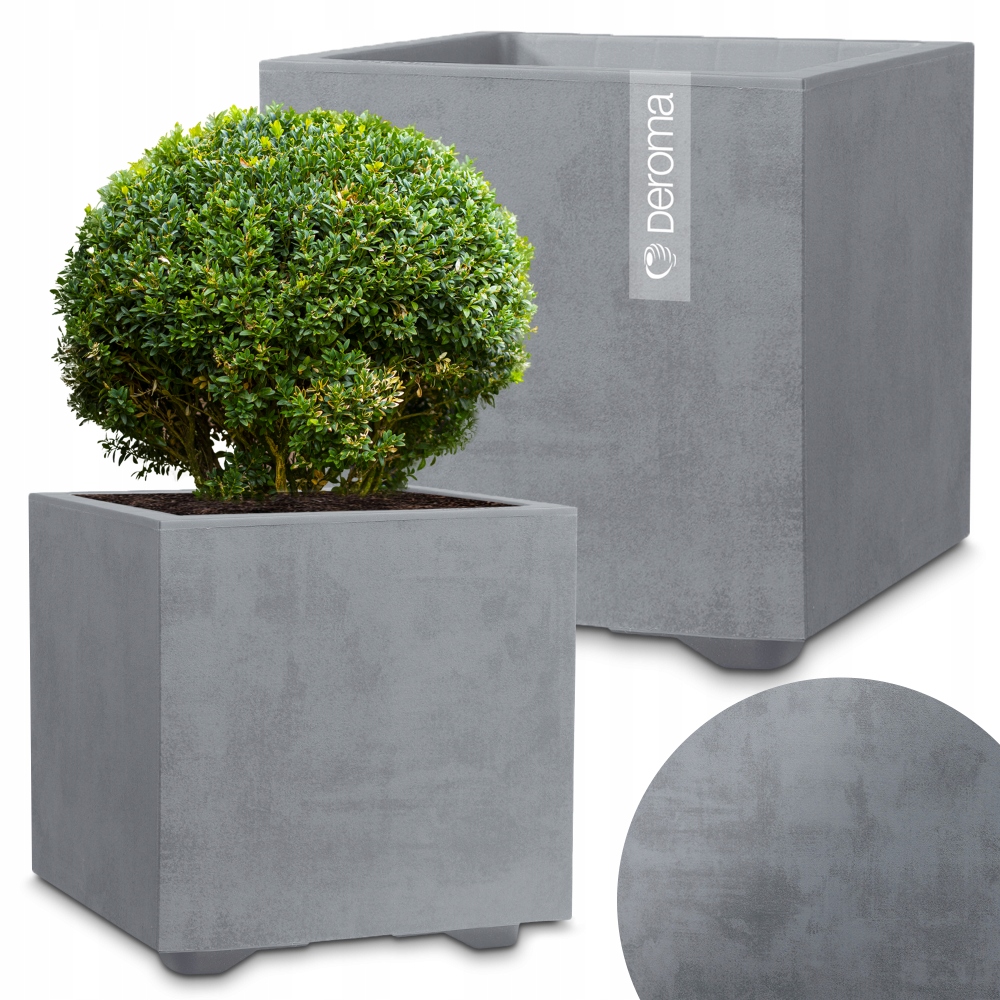 Donica Doniczka Kwietnik Deroma Efekt Betonu 39CM Cubo Millennium Szara