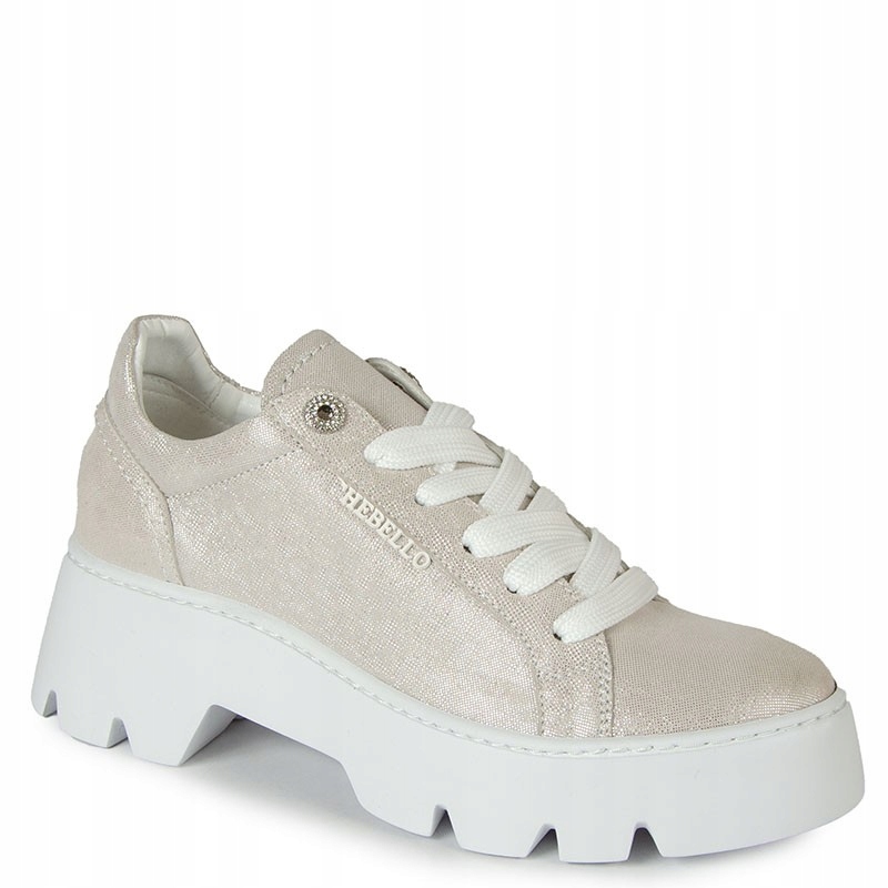 Chebello 4632 Stříbrné Béžové Kožené Tenisky 38