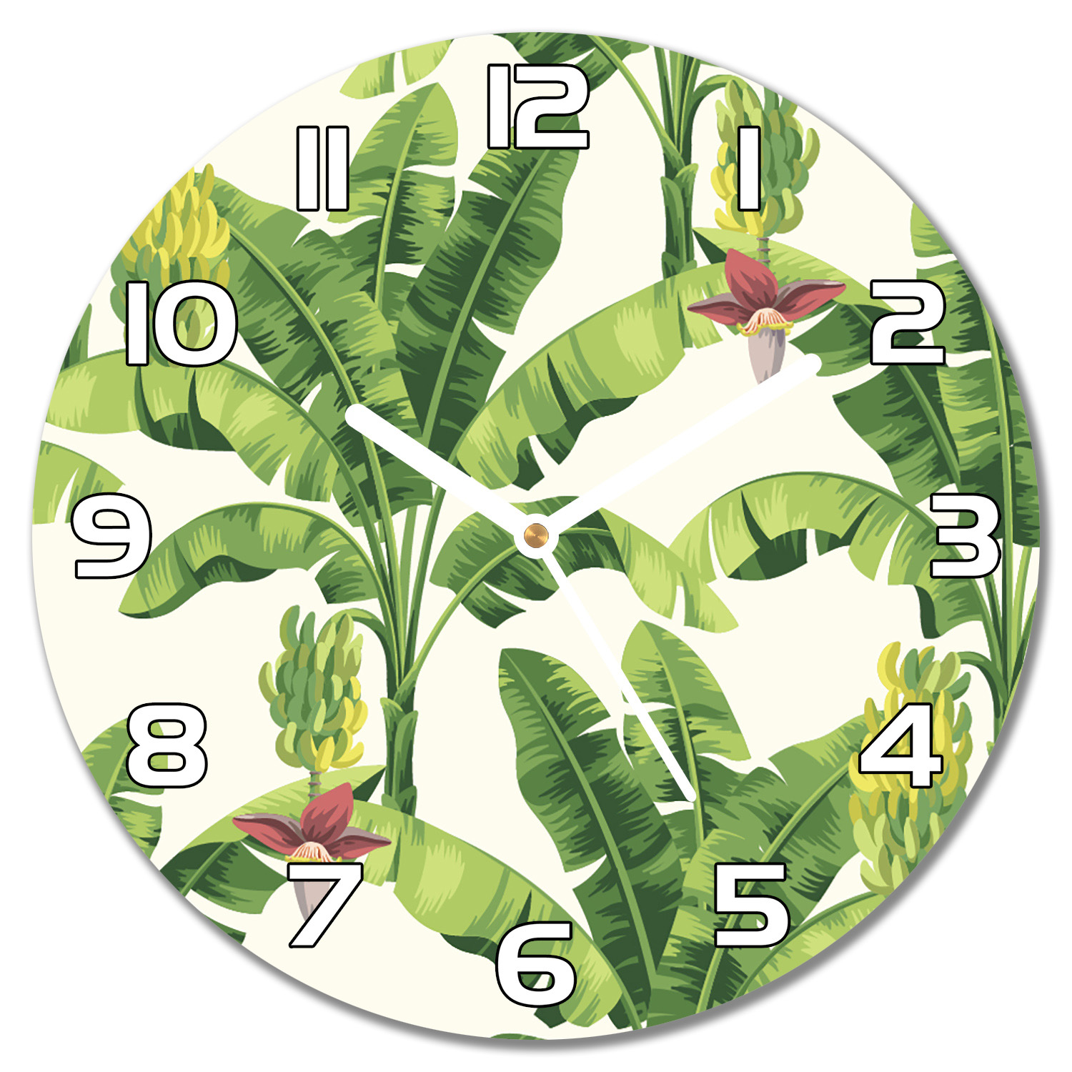 

Zegar ścienny na szkle Bananowe plamy f30 cm