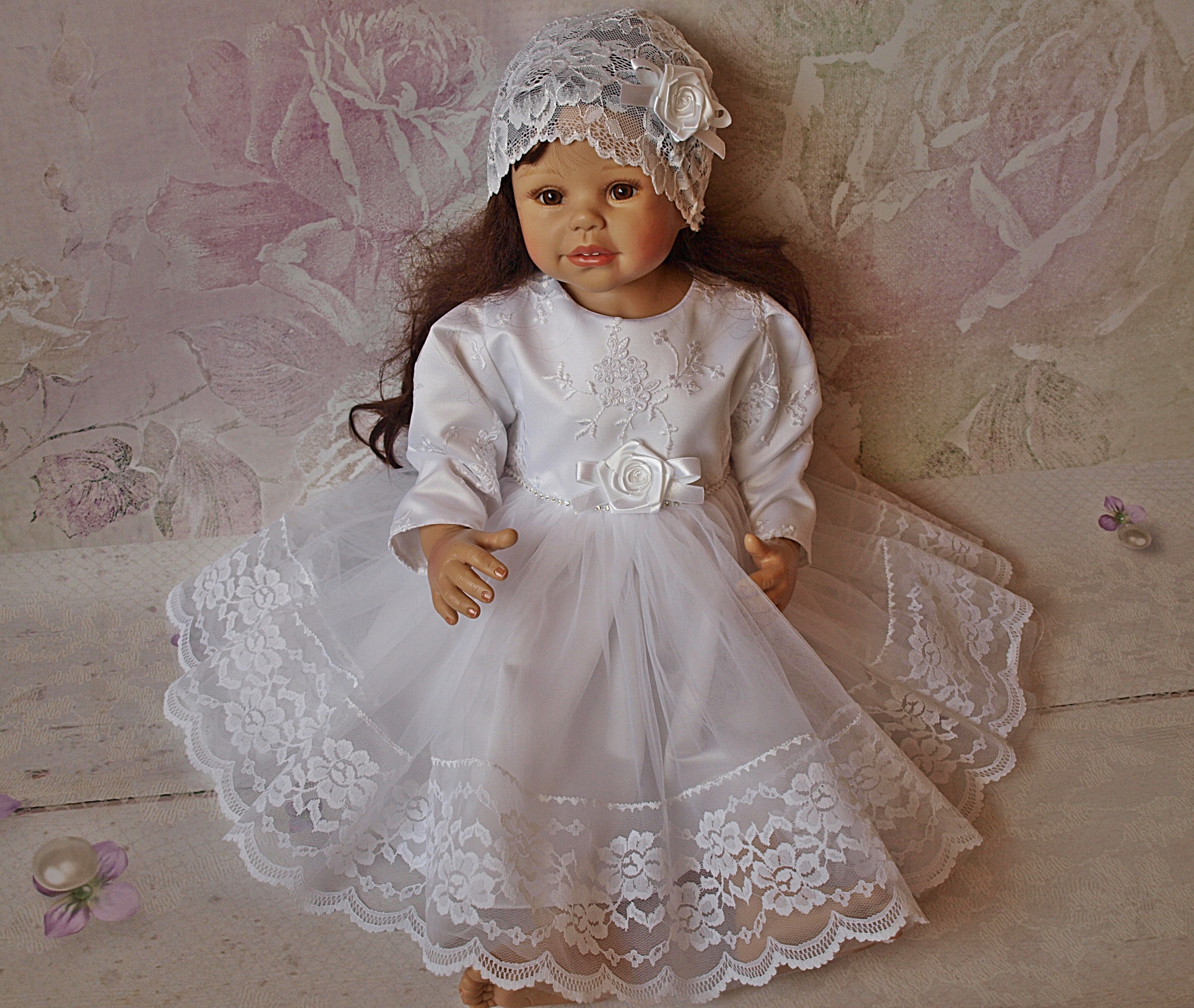 NOWA SUKIENKA Z CZAPECZKĄ DO CHRZTU GRACJA ROZ 68 Płeć Dziewczynki