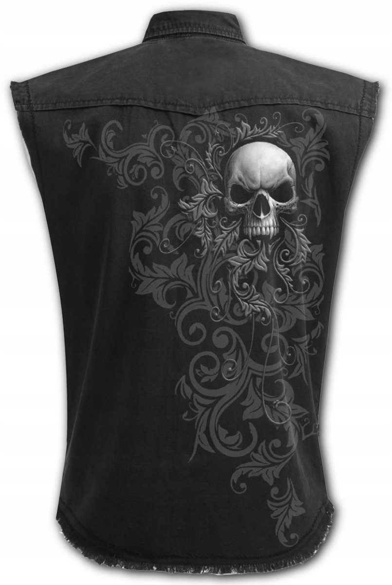 Skull Scroll Denim Spiral bez rukávů, velikost M
