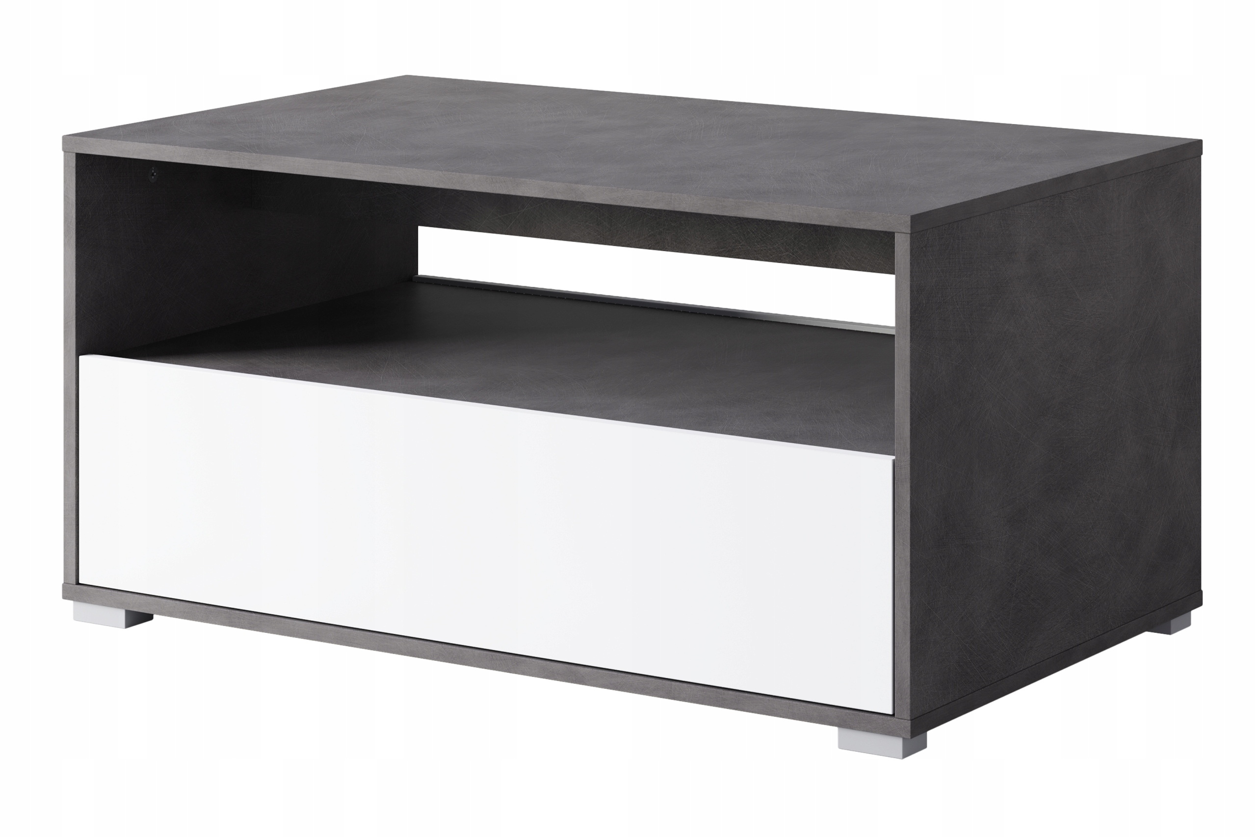 Konferenční stolek do obývacího pokoje, obdélníkový, s policí a úložným prostorem 90 cm Matera Bílá