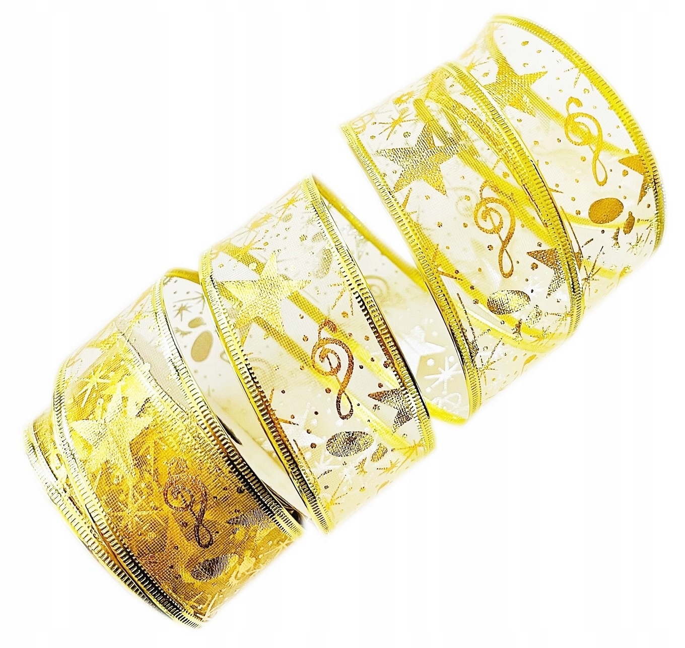 ŚWIĄTECZNA WSTĄŻKA ZŁOTA 45 mm 2,7m / H-20