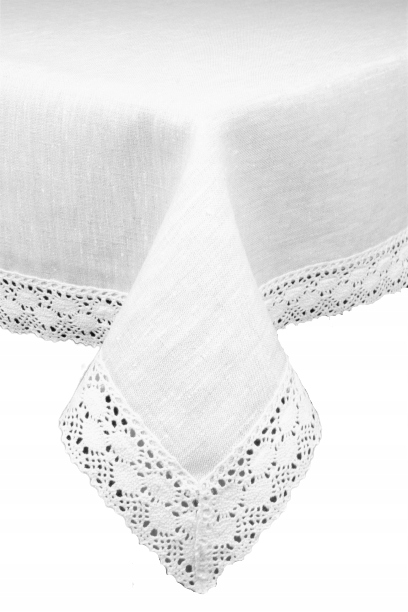

Obrus koronkowy biały lniany z lnu Lux 120X220