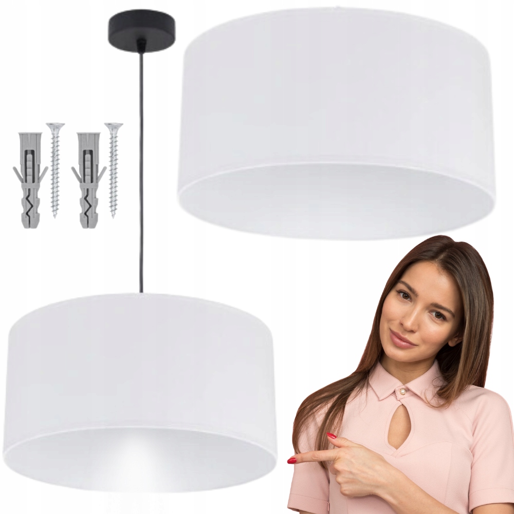 Lampa wisząca Pojedyncza Loft maxi Abażur biały