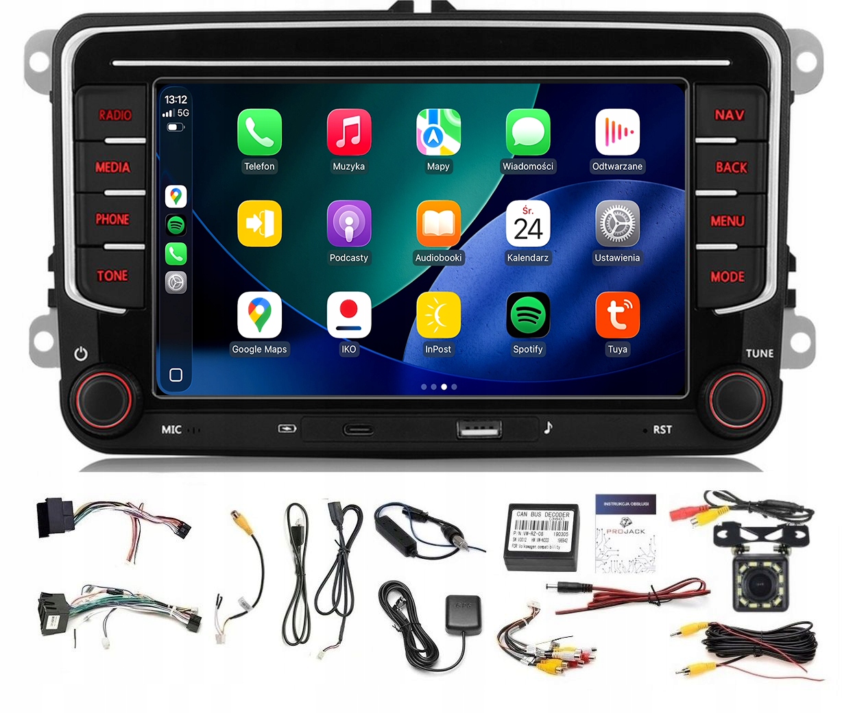 Rádio Navigácia Gps Android Vw Golf V 2003-2009 Wifi Carplay 6GB 128GB