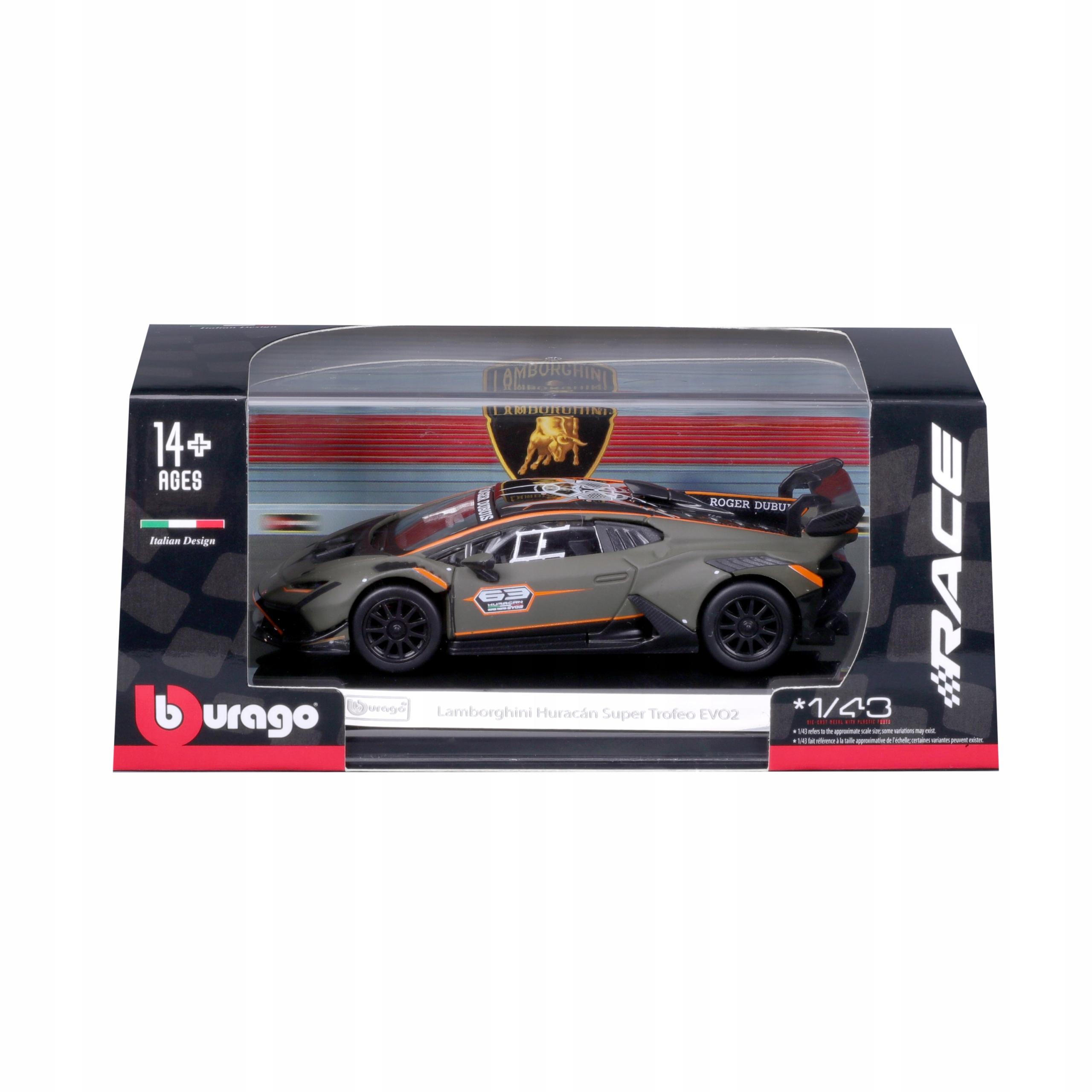 Lamborghini Huracan EVO2 1:43 BBURAGO 18-38305 Materiał karton metal plastik