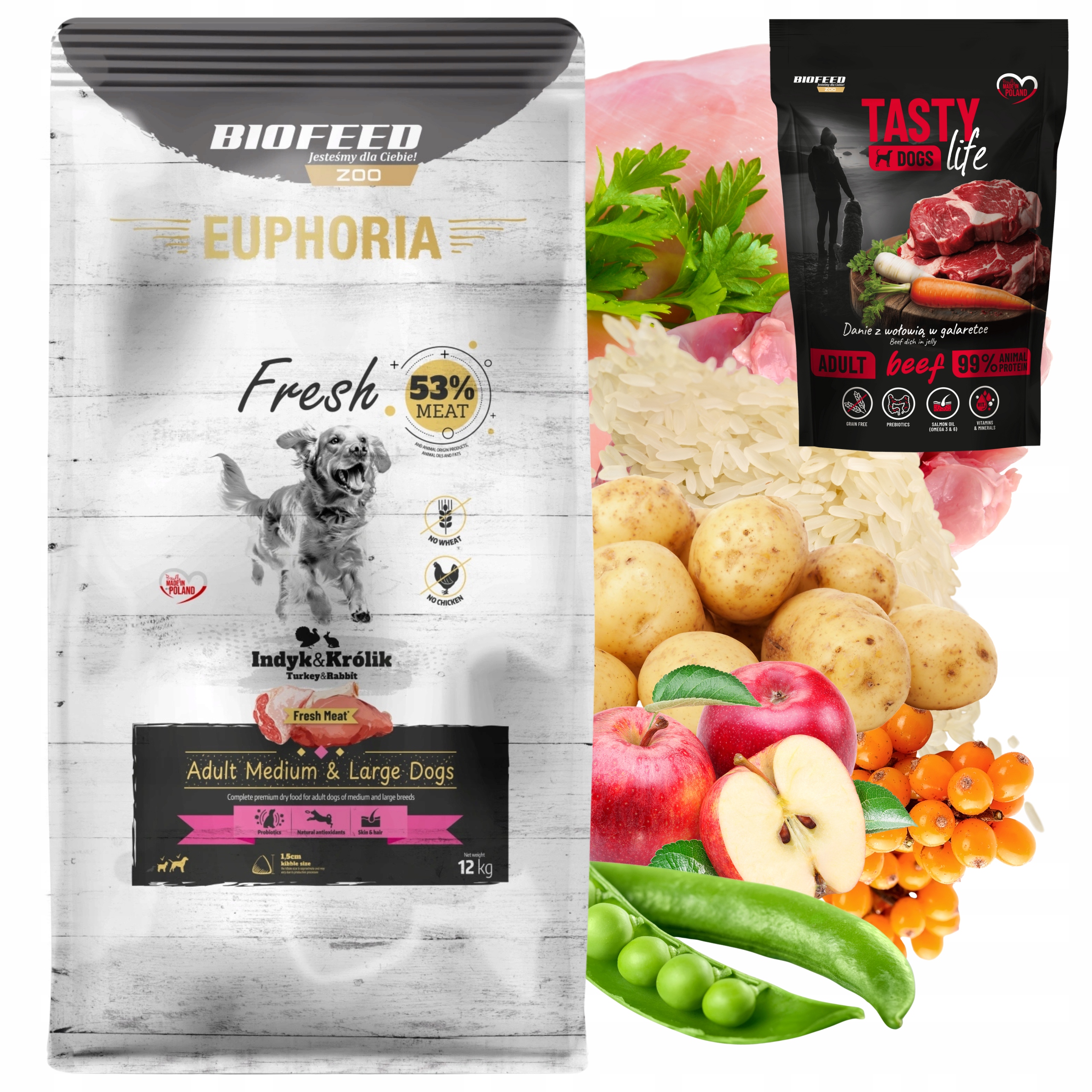 Krmivo pro psy Biofeed Euphoria Fresh Krůta Králík M/L 12 kg Bonus