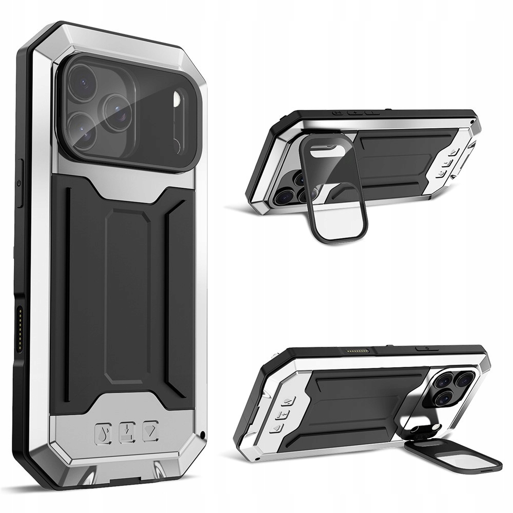 Pancéřové Pouzdro Sklo na displej R-just pro iPhone 17 Pro Max, stojánek