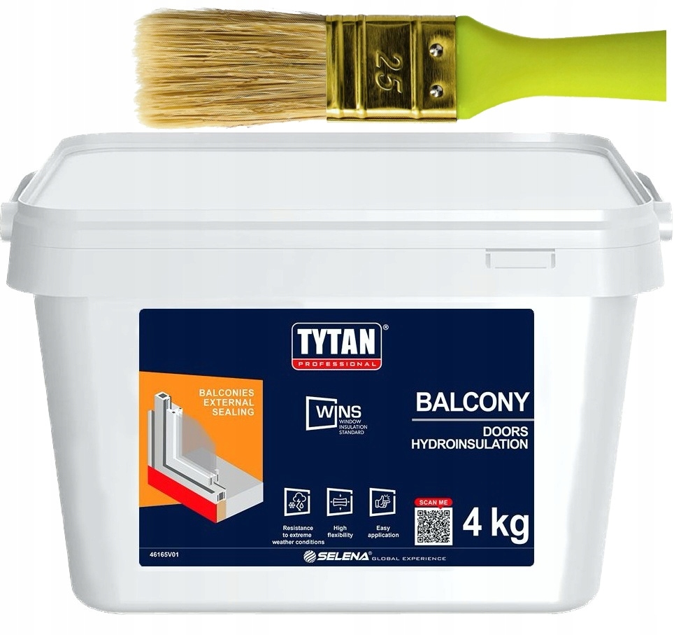 Hydroizolácia Tesniaci prostriedok Tytan Wins Balkony 4 kg okná, dvere štetec