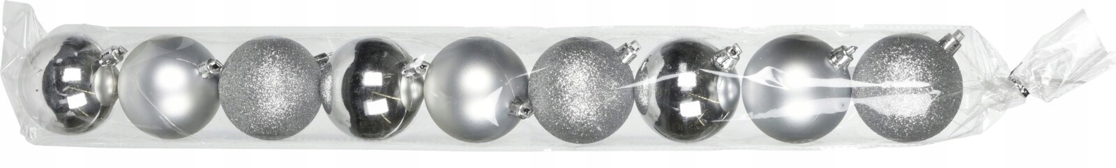 

Bombki Choinkowe Srebrne 9SZT 6CM Plastikowe 582