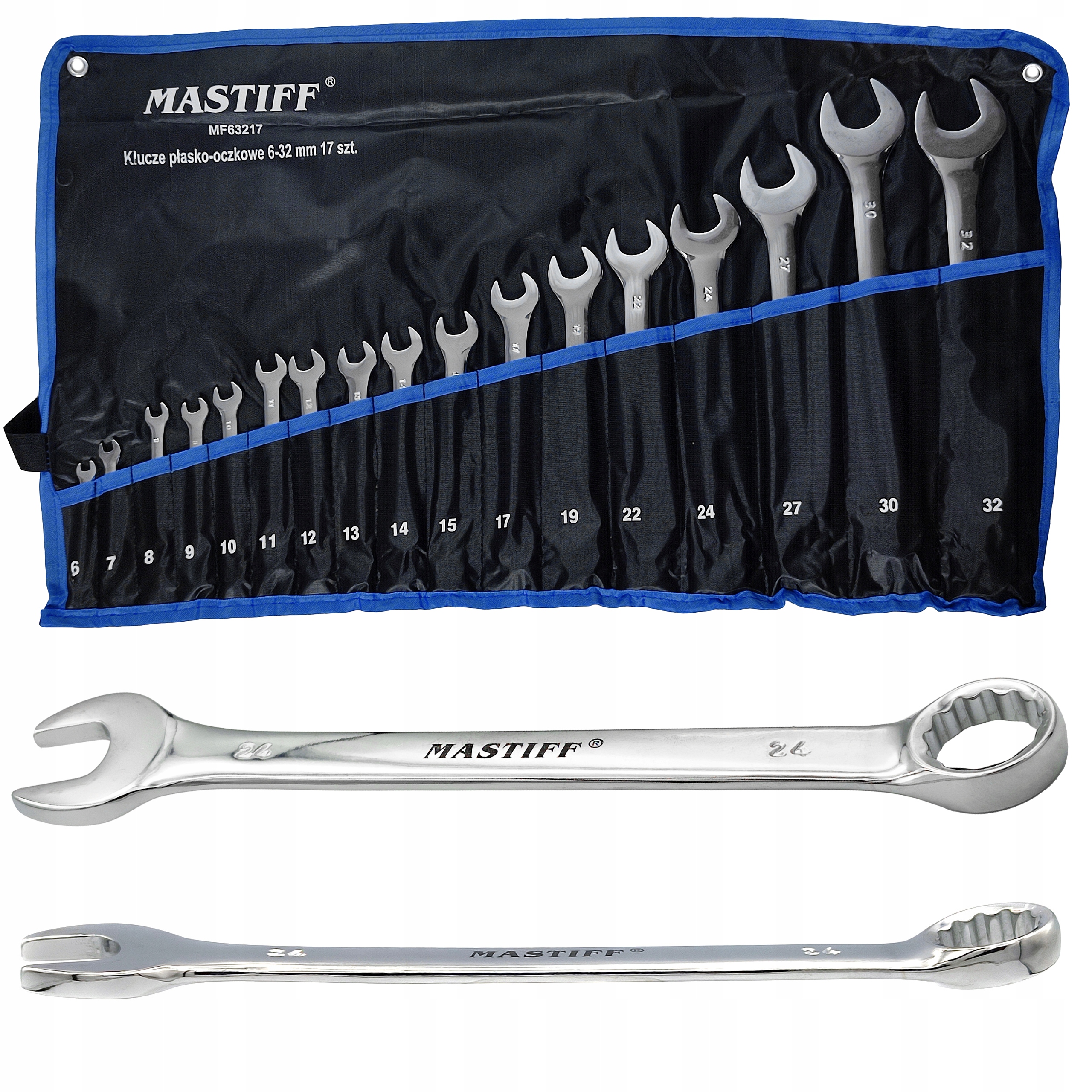 Klucze Płasko Oczkowe Zestaw Kluczy Płasko-oczkowych W Etui 6-32 MM 17 Szt.
