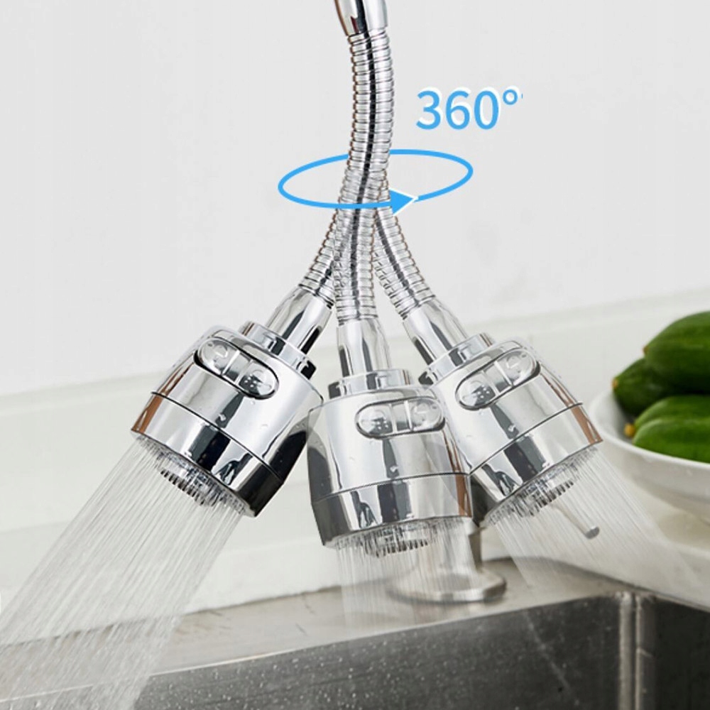 PRZEDŁUŻKA ELASTYCZNY PRZEDŁUŻACZ DO ZLEWU KRANU BATERII PERLATOR DO KUCHNI Kolor srebrny