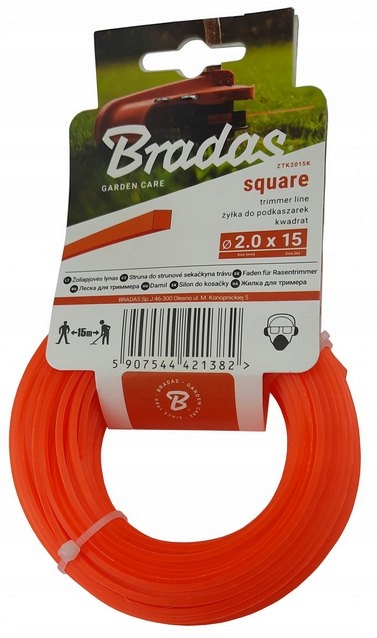 

Żyłka do podkaszarki 2,0 mm x 15 m kwadratowa