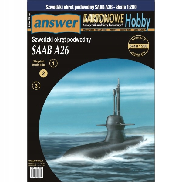 Kh 12/2016 Szwedzki okręt podwodny Saab A26 1:200