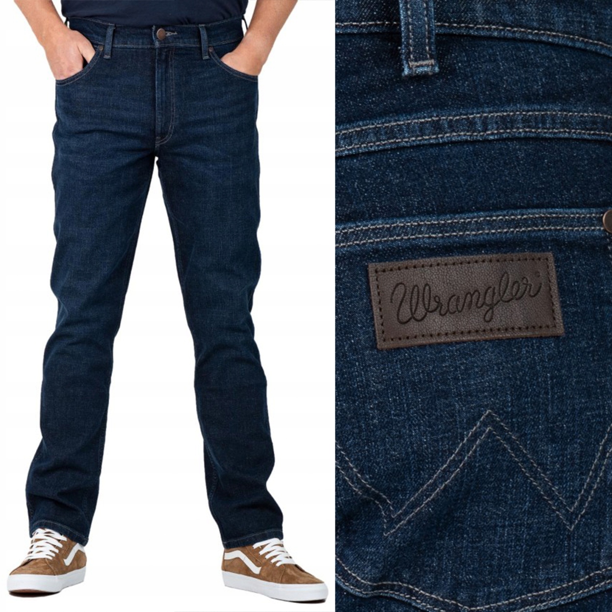 Wrangler Greensboro Wonderwall Džíny Prsote Tmavé Džínové Kalhoty W46 L34