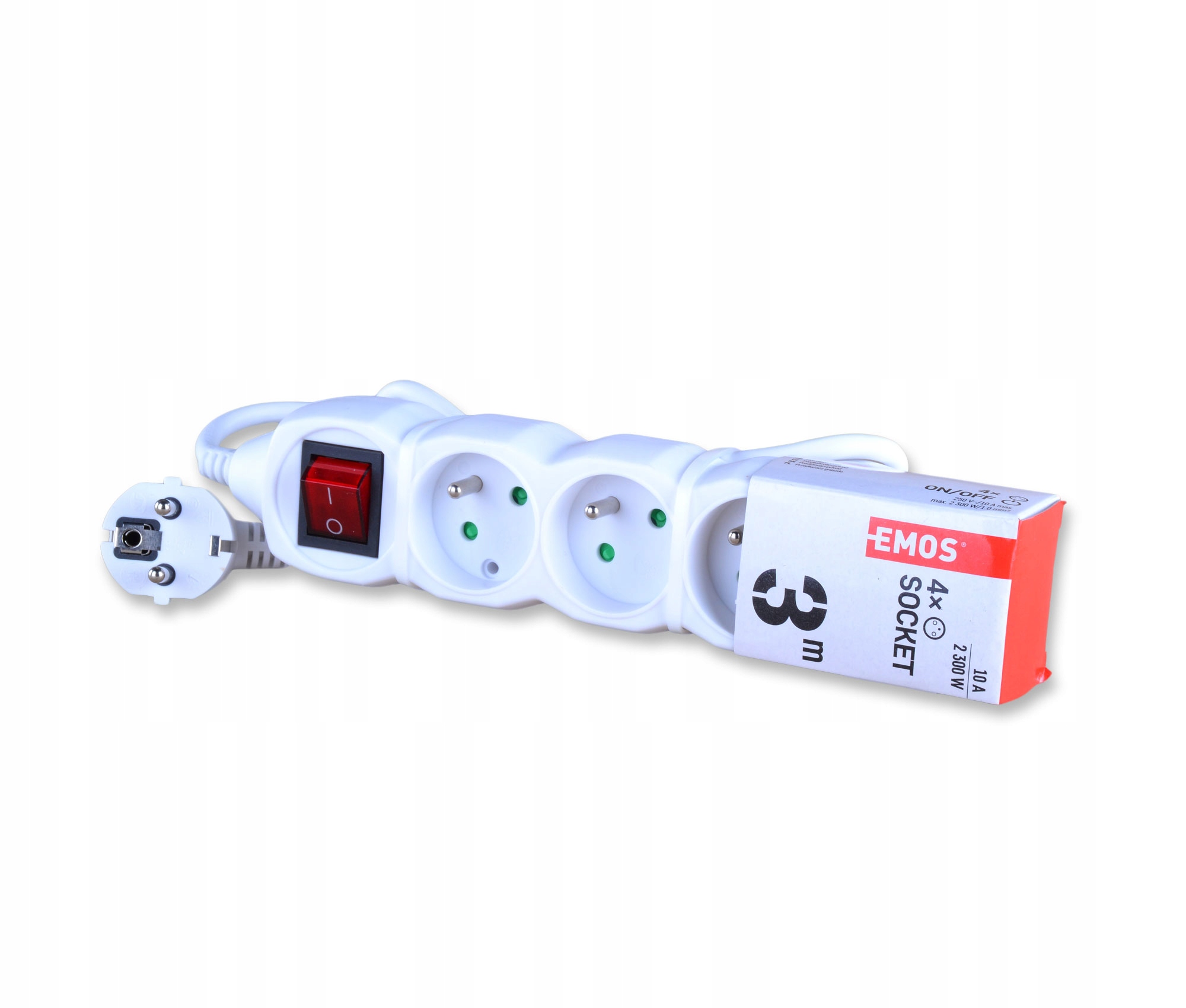 PRZEDŁUŻACZ Z UZIEMIENIEM WYŁĄCZNIKIEM 4 GNIAZDA 3