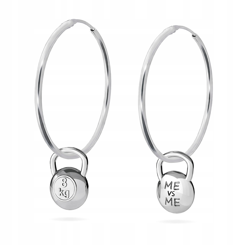 Kettlebell Kettle Závaží Stříbrné náušnice velká kola stříbro 925