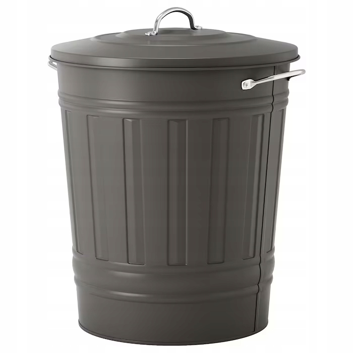 Levně Ikea kovový koš Knodd s víkem Šedý 40l