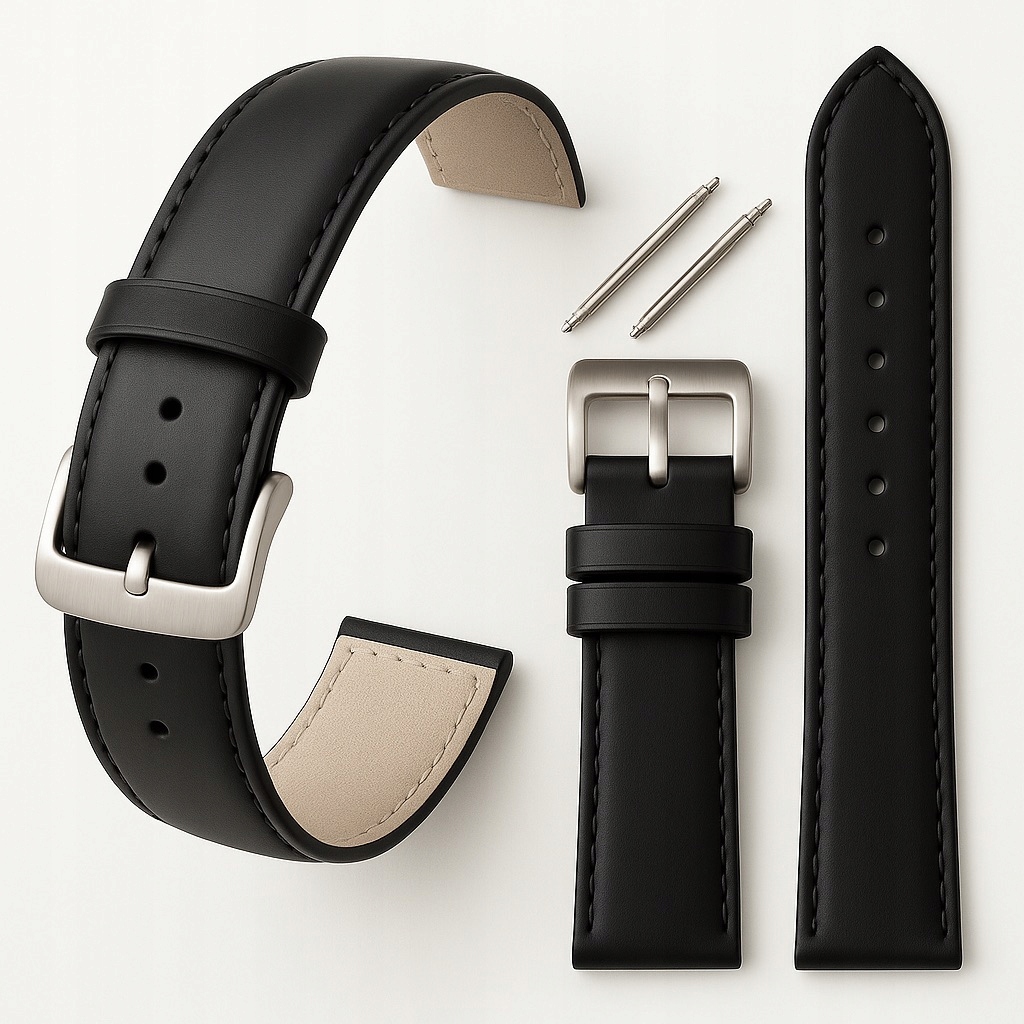 PASEK 20MM DO ZEGARKA CZARNY GŁADKI UNIWERSALNY+TELESKOPY