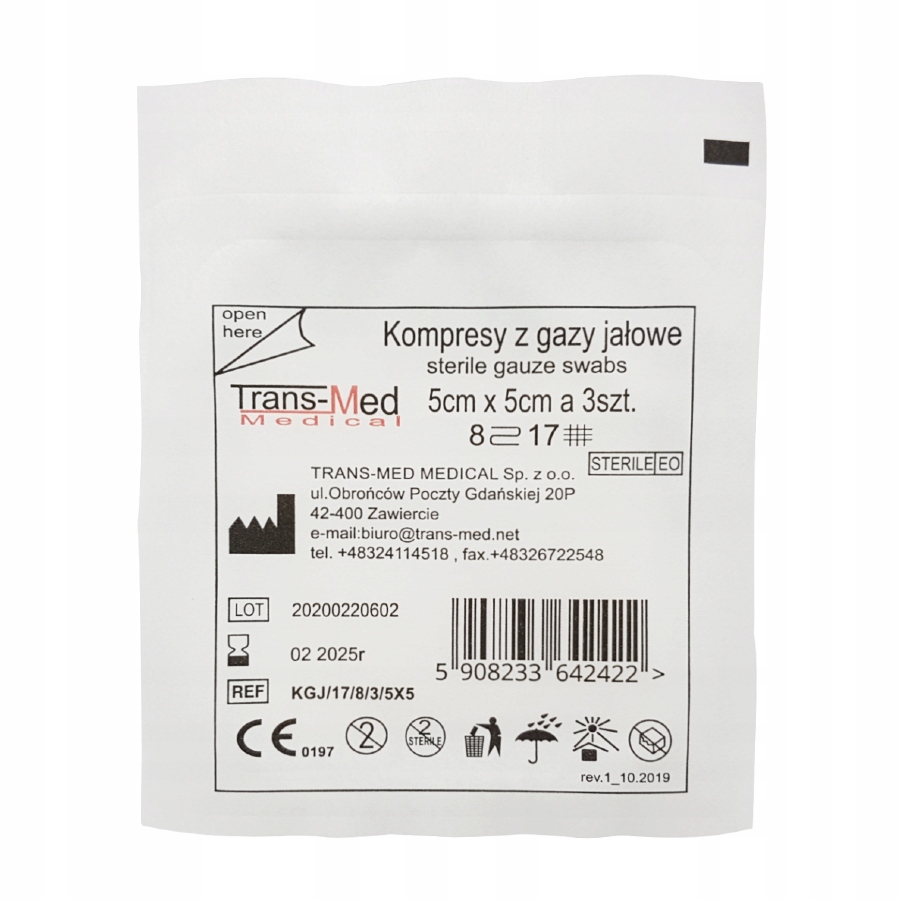 

Kompresy gazowe jałowe 5 cm x 5 cm 1 szt.