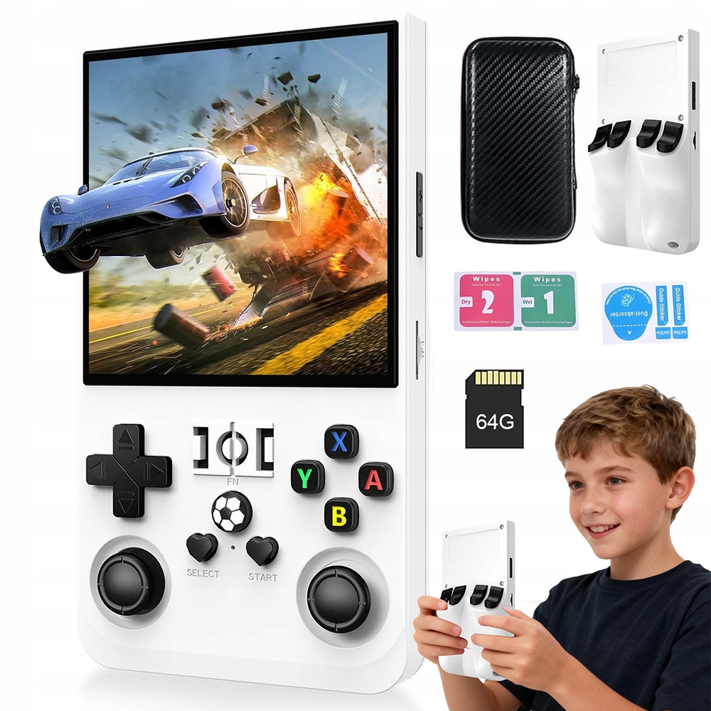 Przenośna Komórkowa Konsola Do Gier Retro 18000 Gier Linnux 64GB Biały