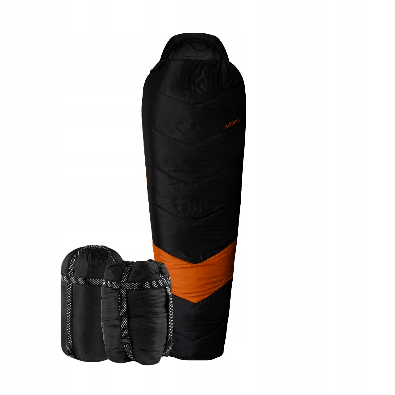 Śpiwór Alpinus Turystyczny Mumia Pokrowiec 1050 Czarny
