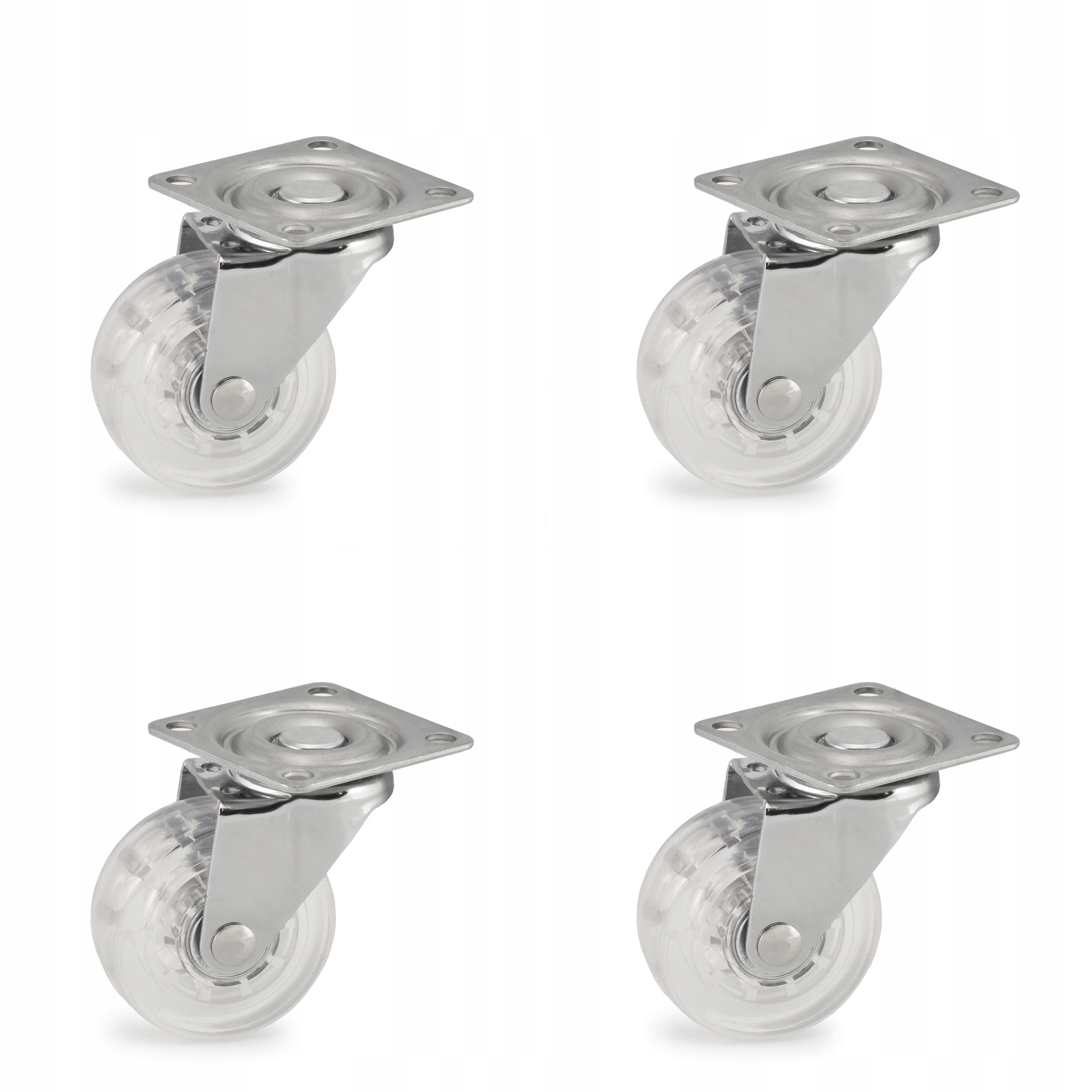 ZESTAW 4 SZT KÓŁKA OBROTOWE TRANSPARENTNE FI 50 MM