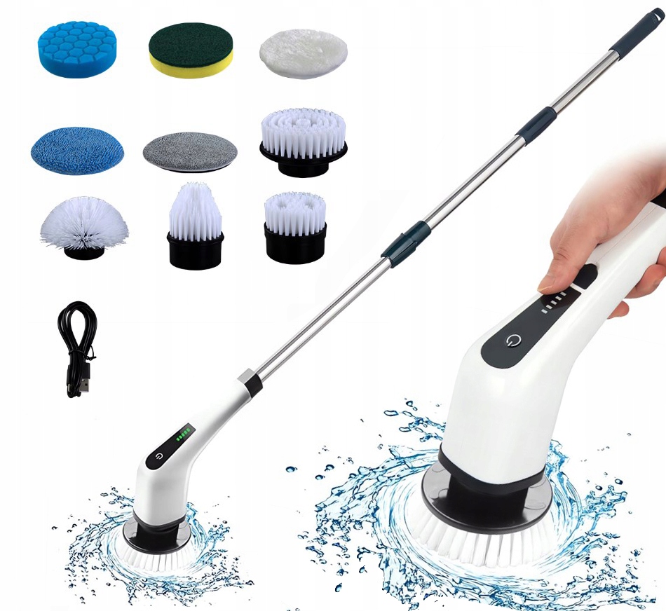 Levně Multifunkční Elektrický Kartáč S Otočnou Teleskopickou Čisticí Hlavicí 9 V 1