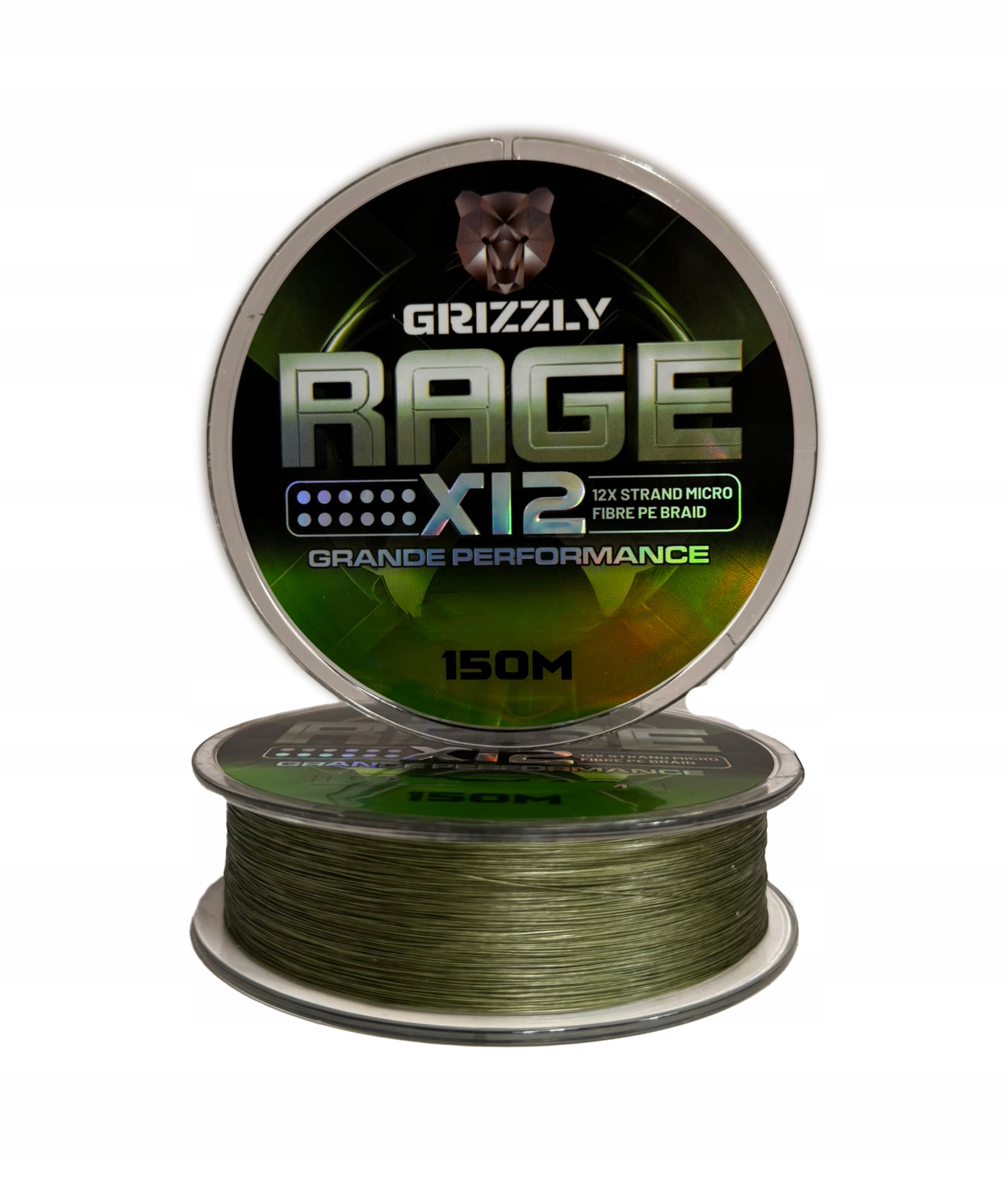 12 splotowa plecionka wędkarska Grizzly Rage zielona mocna 0,06mm 150m 14kg