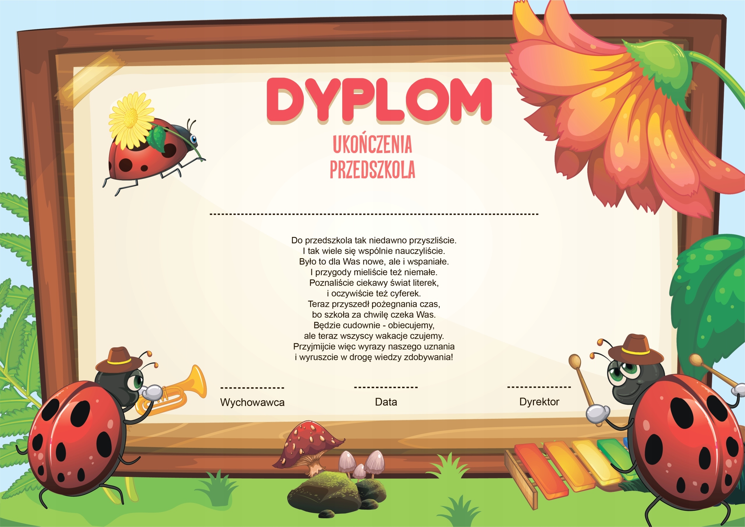 

Dyplom ukończenia przedszkola wz. 16