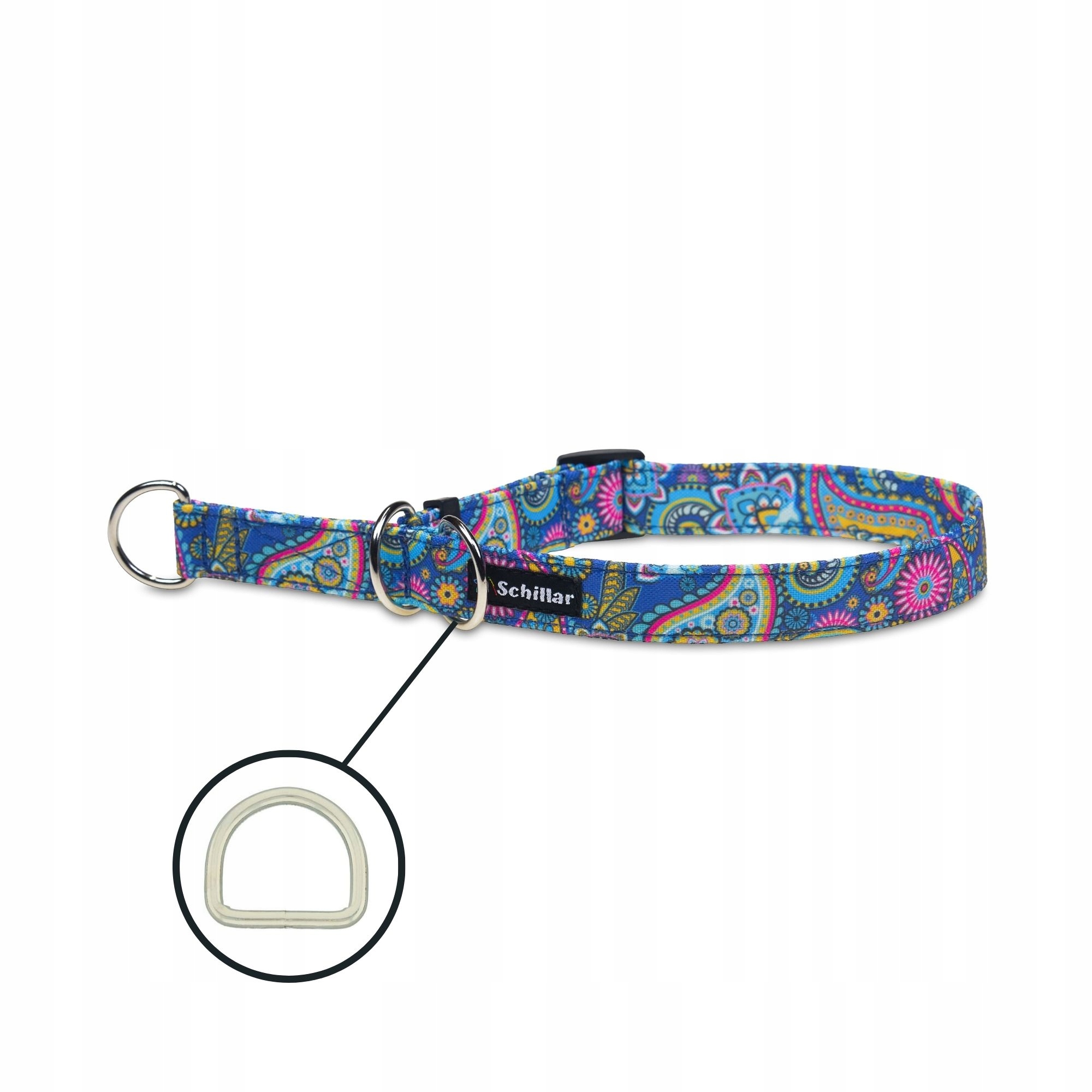 Levně Polostahovací obojek pro velkého psa modrý paisley L XL 40-60 cm