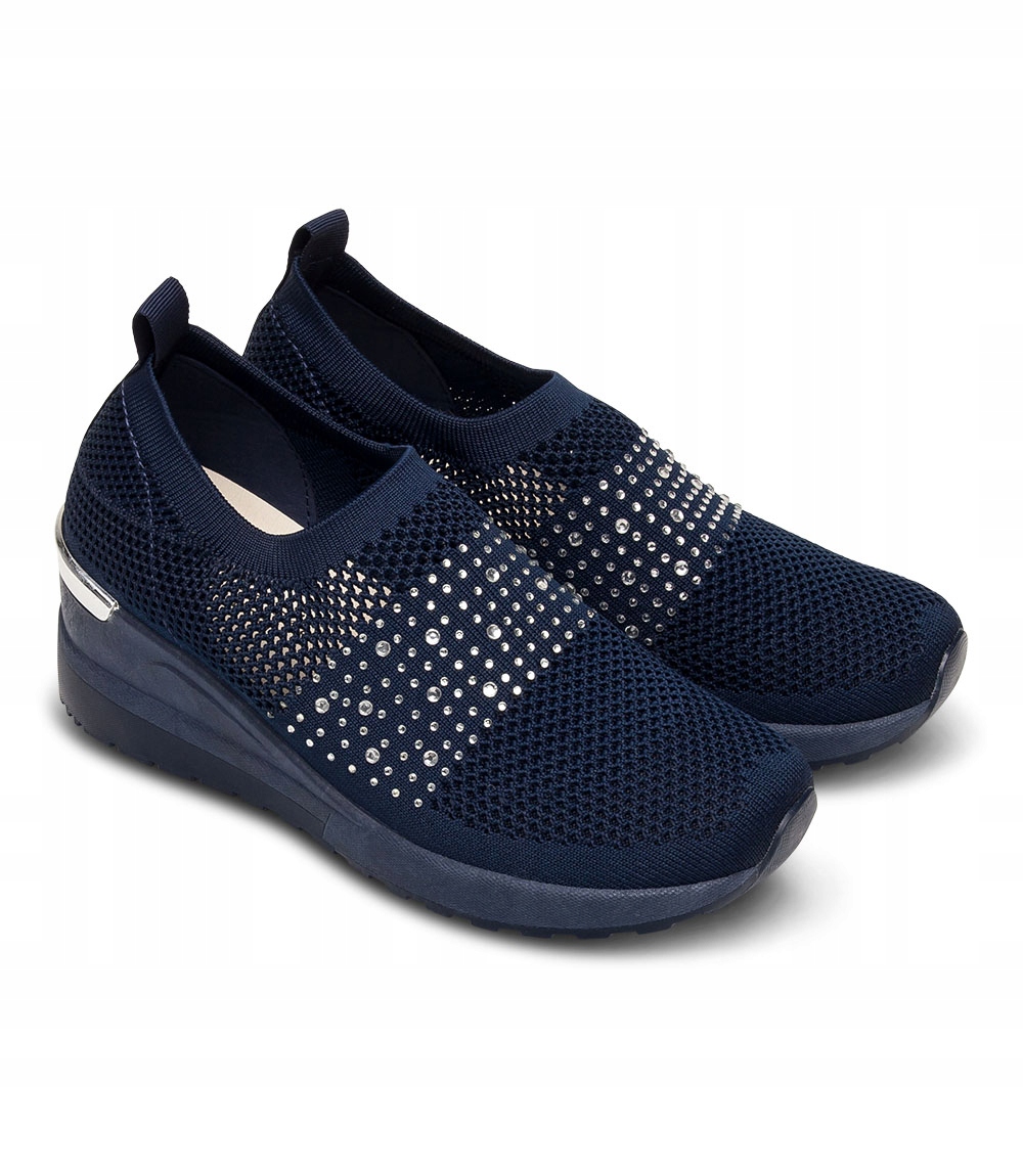 AŻUROWE BUTY SPORTOWE Z CYRKONIAMI GRANATOWE 38 Rozmiar 38