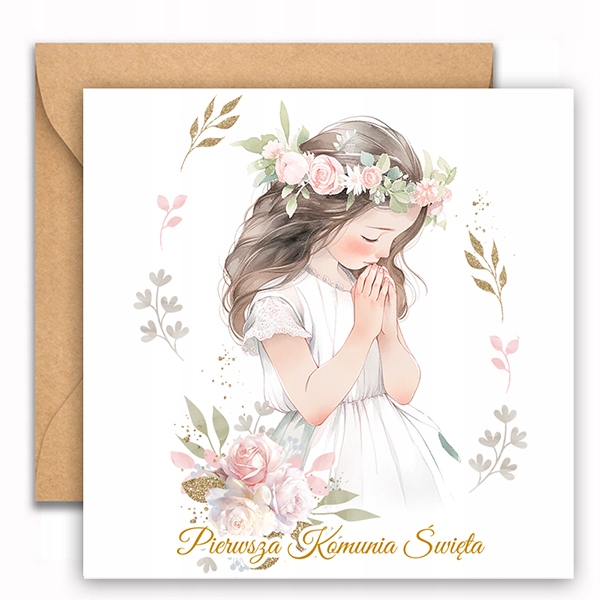 1szt ZAPROSZENIA NA PIERWSZĄ KOMUNIĘ ŚWIĘTA KOPERTA DLA DZIEWCZYNKI 151 EAN (GTIN) 5906196408451