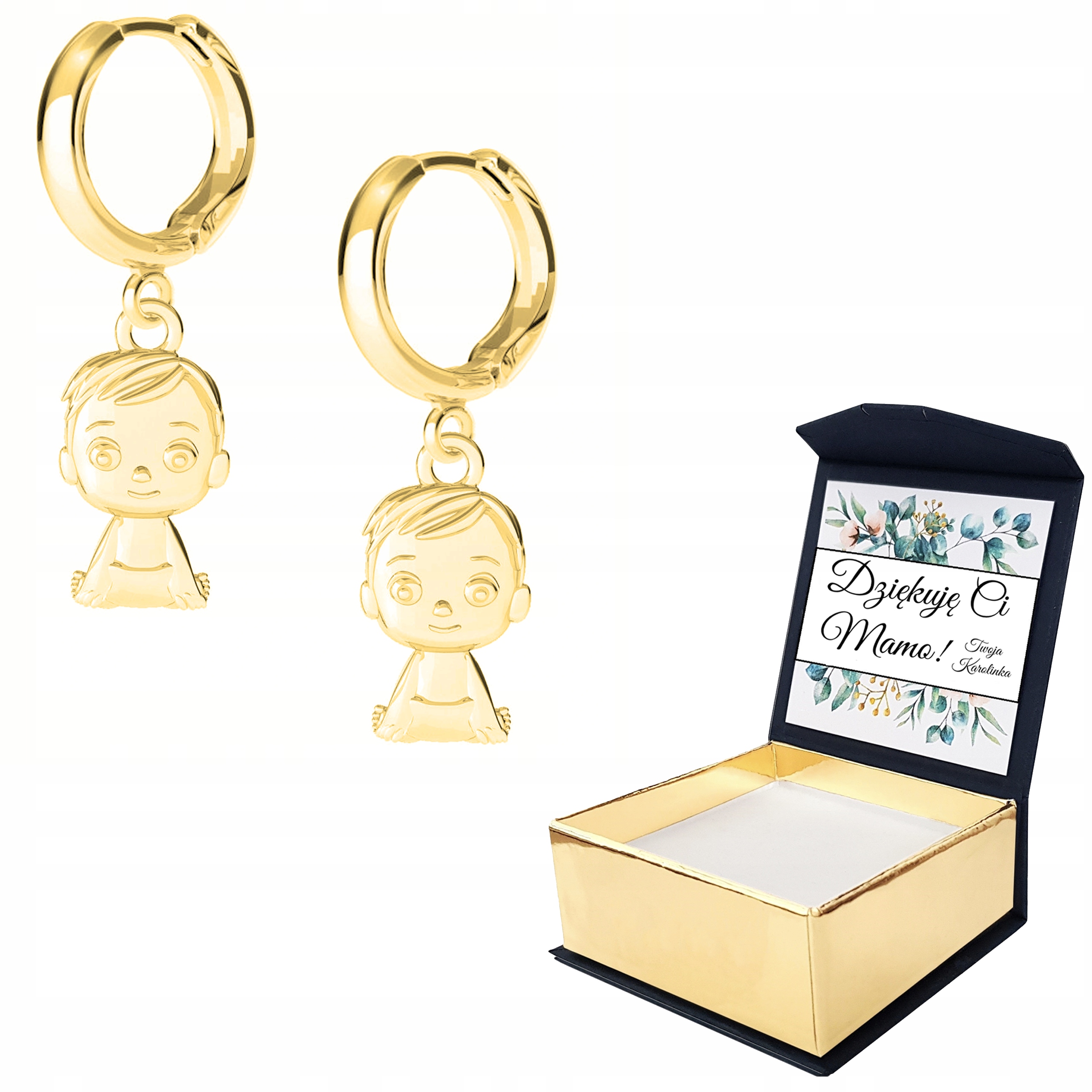 Náušnice zlaté Chlapeček Dítě Boy Vlastní Potisk