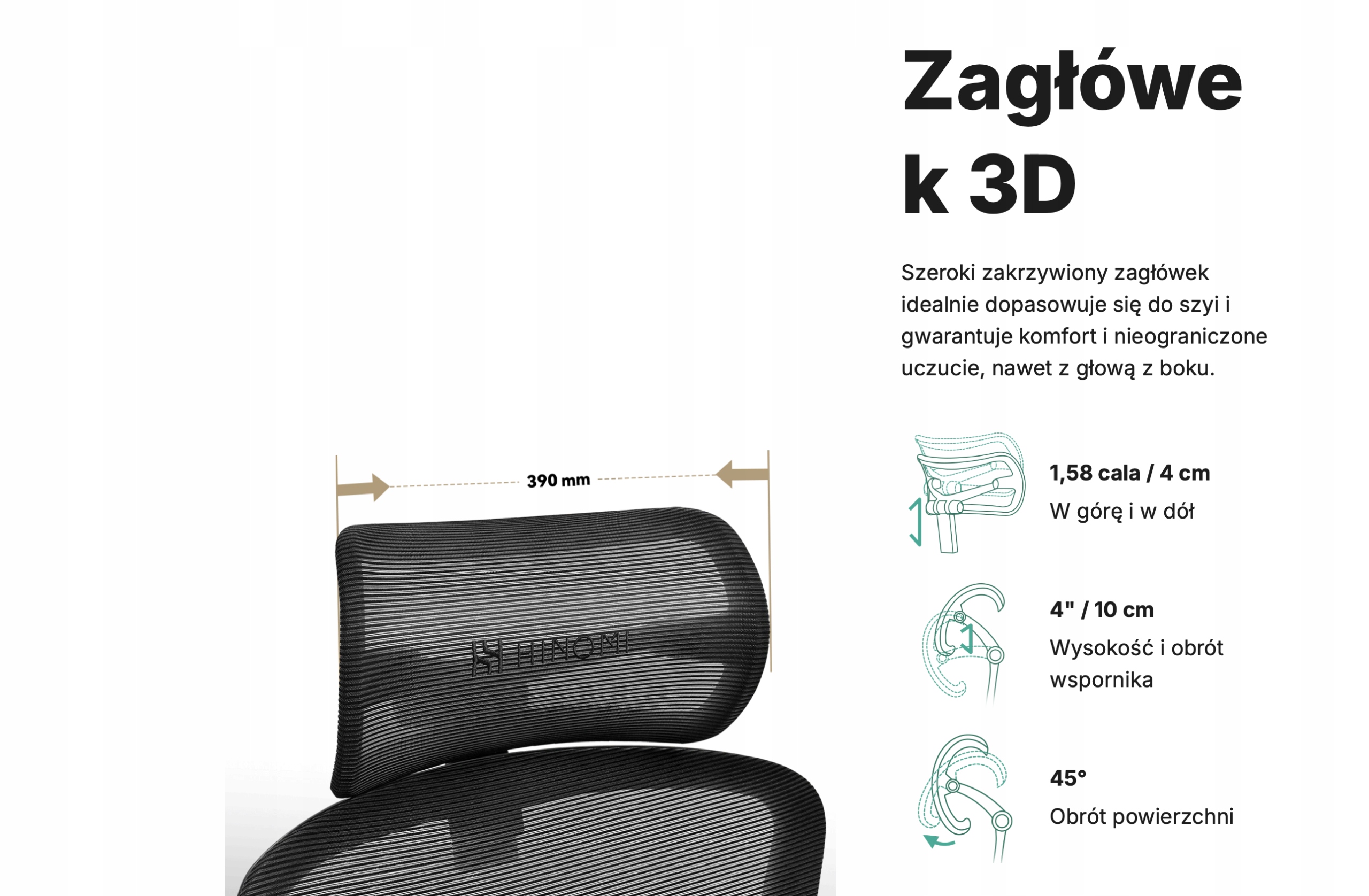 Zagłówek 3d do krzesła biurowego Hinomi