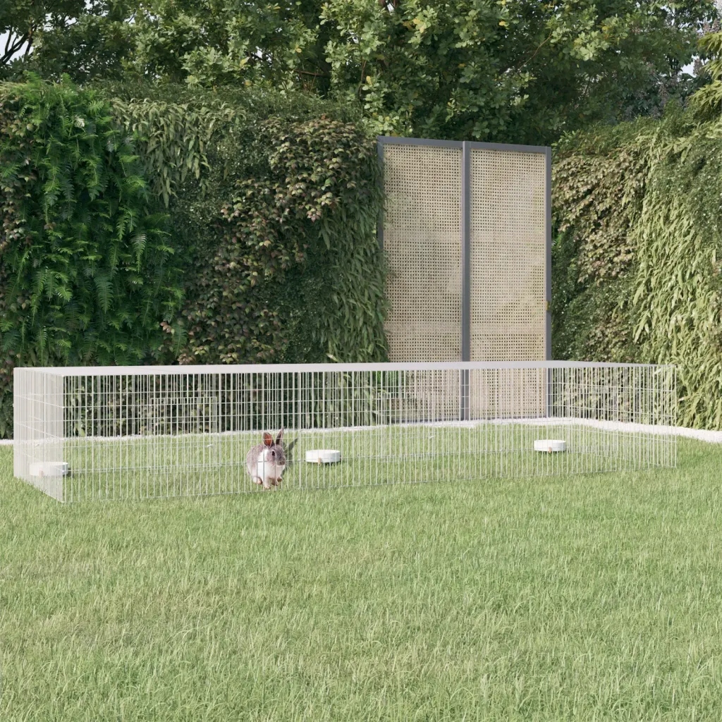 Levně Klec pro králíka, 3 panely, 325x109x54 cm, železo