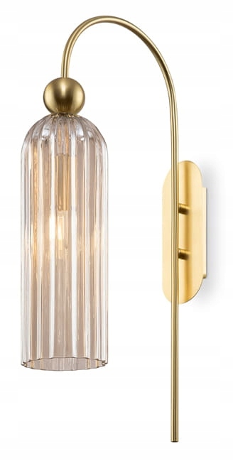 Campana nástenná lampa 53 cm valcové ryhované sklo elegantné zlaté