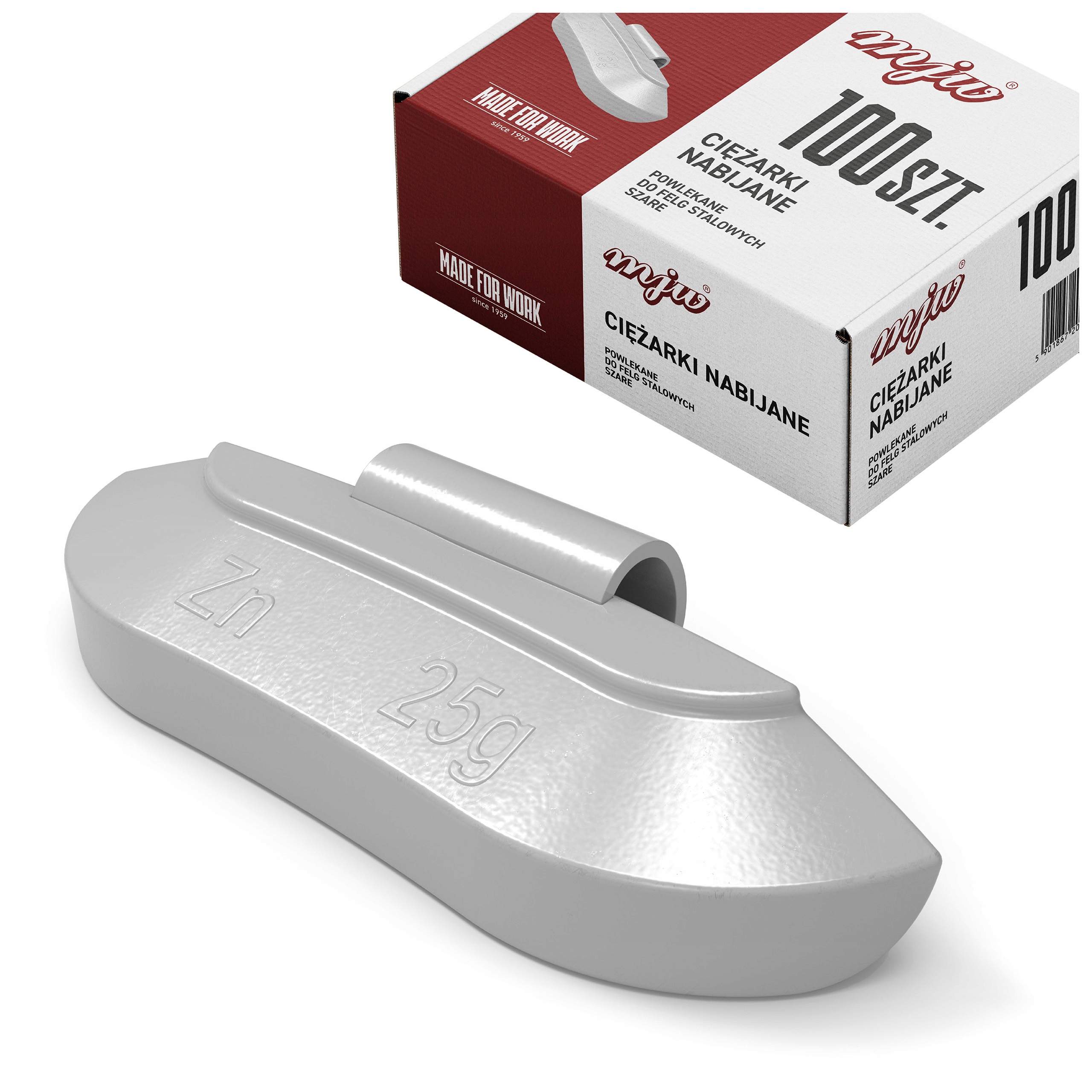 Sada 25g nakládacích závaží na ráfky kol100 ks potažených polyuretanem